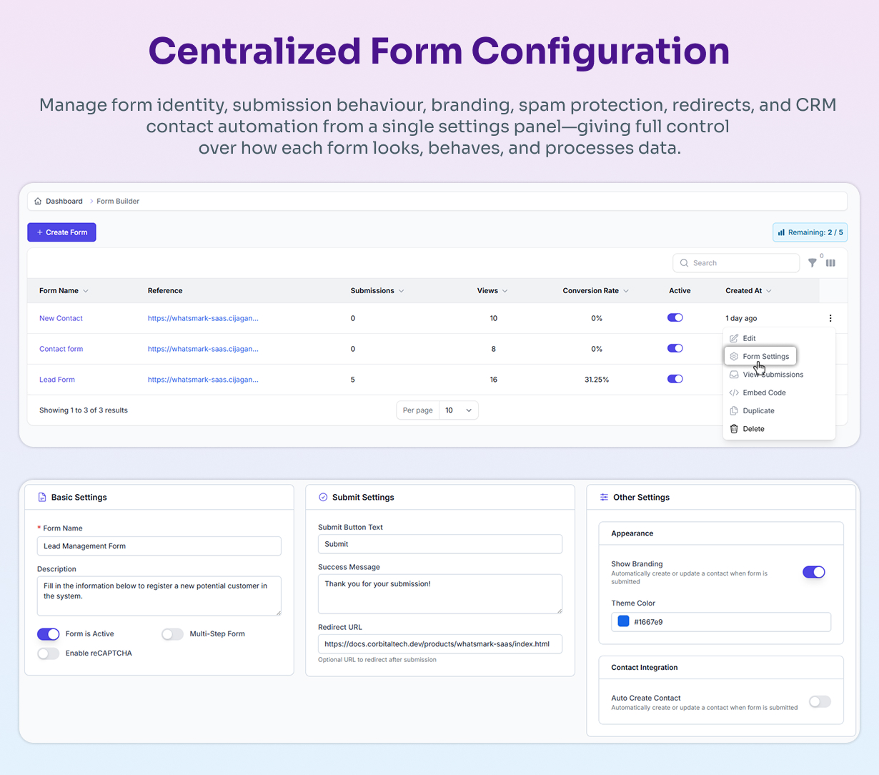 Centralized Form Configuration