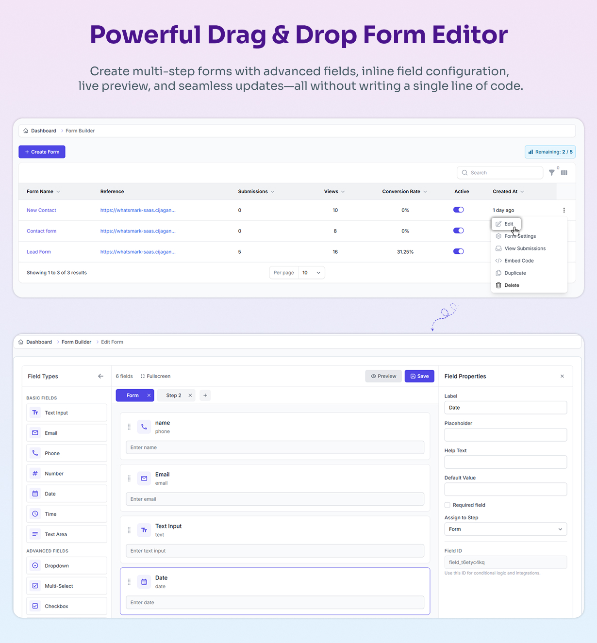 Powerful Drag & Drop Form Editor